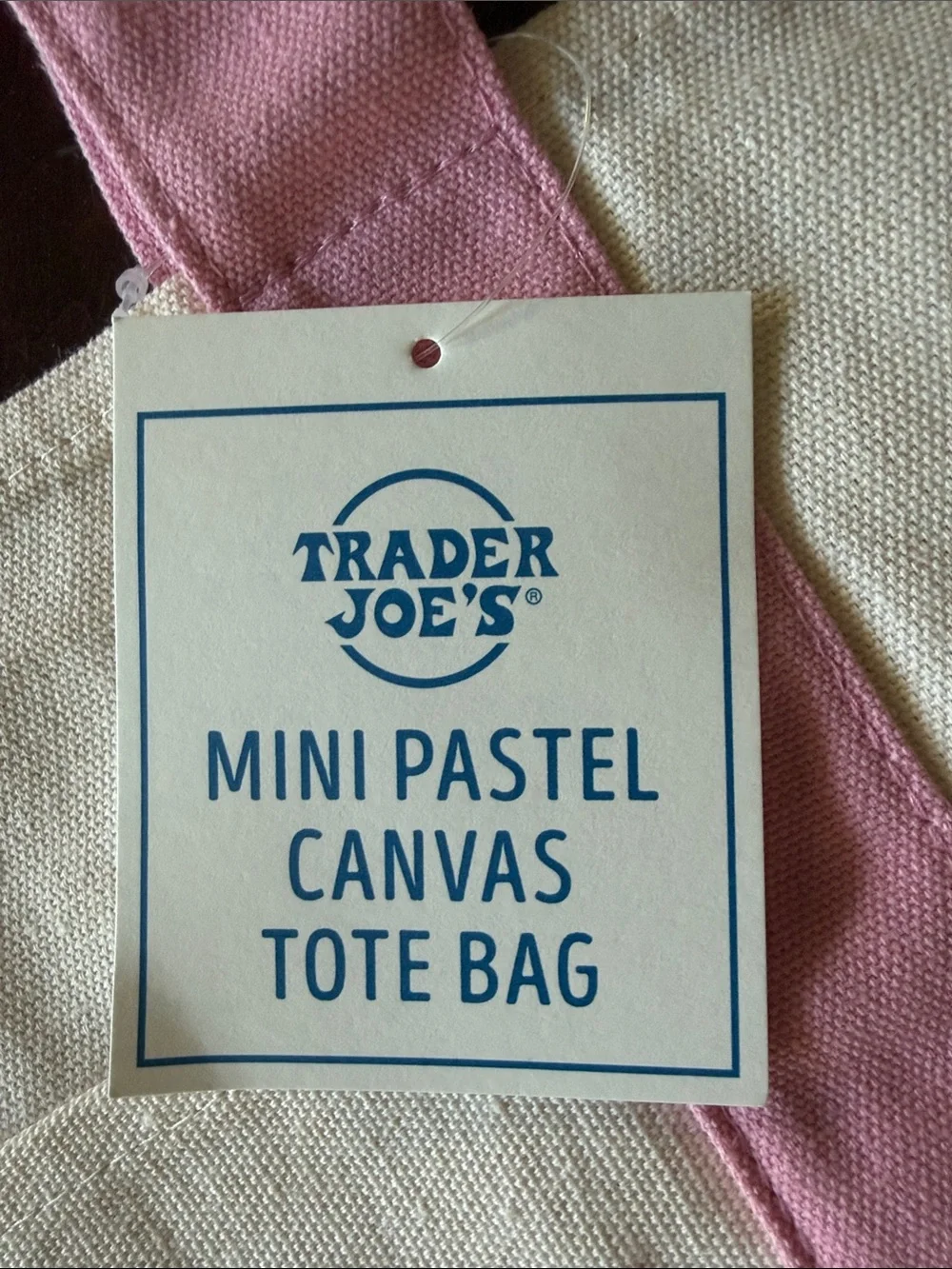 Trader Joe's Mini Pastel Canvas Tote Bag - Pink & Natural